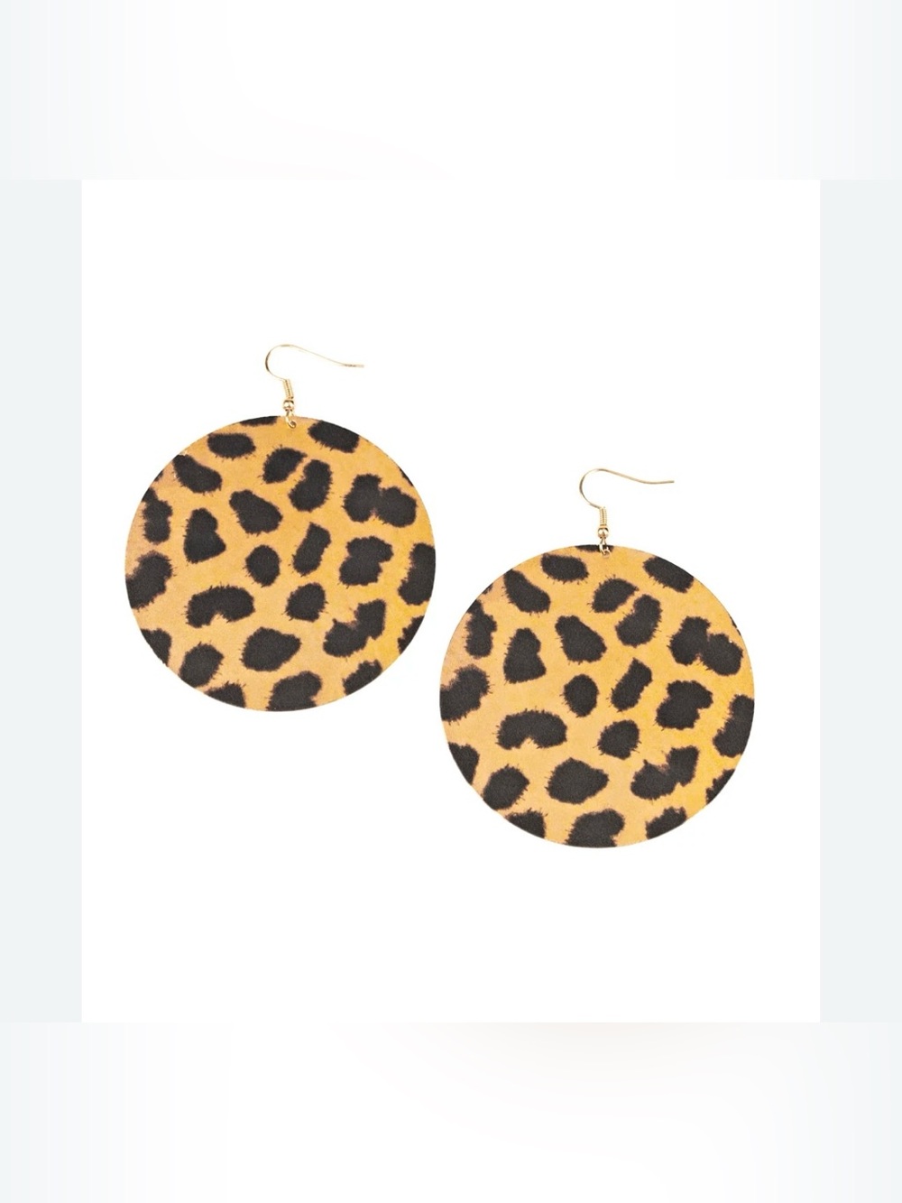 paparazzi Leopard-Print Round Drop Earrings in Tan and Black